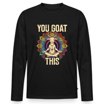 Goat yoga meditation, yoga class, yoga - Men's Premium Organic Long Sleeve Shirt - black - Front - Nico (187cm)