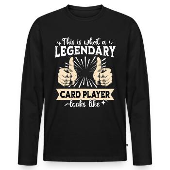 Legendärer Kartenspieler - Männer Premium Bio Langarmshirt - Schwarz - Vorne - Nico (187cm)