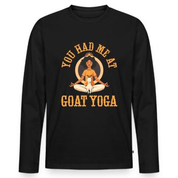 Méditation yoga chèvre, cours de yoga, yoga - T-shirt manches longues Premium bio Homme - noir - Devant - Nico (187cm)