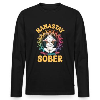 Goat yoga meditation, yoga class, yoga - Men's Premium Organic Long Sleeve Shirt - black - Front - Nico (187cm)