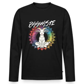 Goat yoga meditation, yoga class, yoga - Men's Premium Organic Long Sleeve Shirt - black - Front - Nico (187cm)