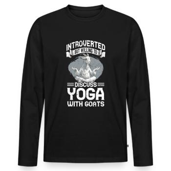 Goat yoga meditation, yoga class, yoga - Men's Premium Organic Long Sleeve Shirt - black - Front - Nico (187cm)
