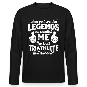 Best Triathlete Legend - Men's Premium Organic Long Sleeve Shirt - black - Front - Nico (187cm)