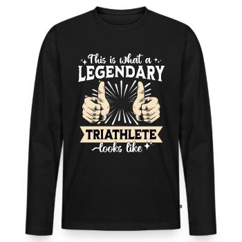 Triathlète légendaire - T-shirt manches longues Premium bio Homme - noir - Devant - Nico (187cm)