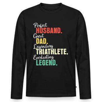 Papa triathlète - T-shirt manches longues Premium bio Homme - noir - Devant - Nico (187cm)