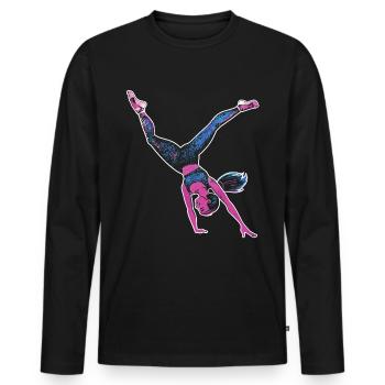 Cooler Radschlagen-turner - Männer Premium Bio Langarmshirt - Schwarz - Vorne - Nico (187cm)