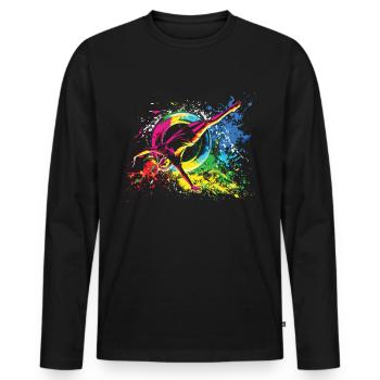 Cooler Radschlagen-turner - Männer Premium Bio Langarmshirt - Schwarz - Vorne - Nico (187cm)