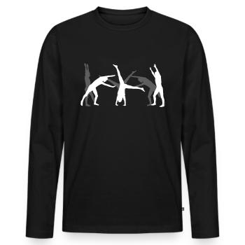 Cooler Radschlagen-turner - Männer Premium Bio Langarmshirt - Schwarz - Vorne - Nico (187cm)