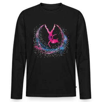 Cooler Radschlagen-turner - Männer Premium Bio Langarmshirt - Schwarz - Vorne - Nico (187cm)