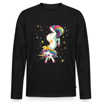 Cooler Radschlagen-turner - Männer Premium Bio Langarmshirt - Schwarz - Vorne - Nico (187cm)