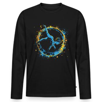 Cooler Radschlagen-turner - Männer Premium Bio Langarmshirt - Schwarz - Vorne - Nico (187cm)