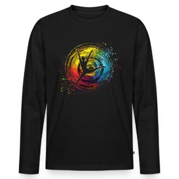 Cooler Radschlagen-turner - Männer Premium Bio Langarmshirt - Schwarz - Vorne - Nico (187cm)