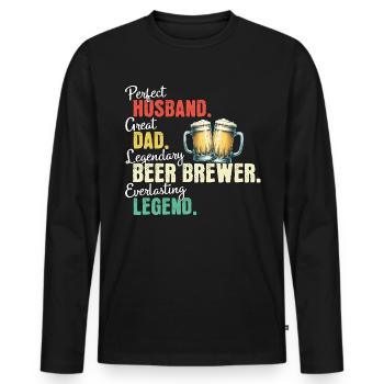Papa brasseur de bière - T-shirt manches longues Premium bio Homme - noir - Devant - Nico (187cm)