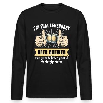 Brasseur de bière légendaire - T-shirt manches longues Premium bio Homme - noir - Devant - Nico (187cm)