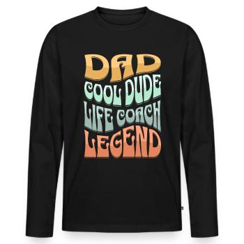 Papa Life Coach - Men's Premium Organic Long Sleeve Shirt - black - Front - Nico (187cm)