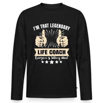 Legendary Life Coach - Men's Premium Organic Long Sleeve Shirt - black - Front - Nico (187cm)