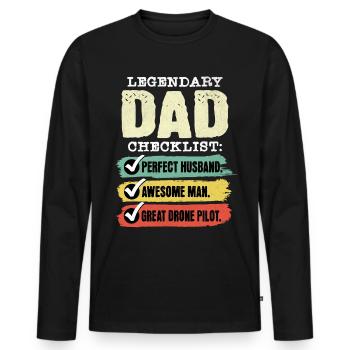 Dad Drone Pilot Father's Day - Men's Premium Organic Long Sleeve Shirt - black - Front - Nico (187cm)