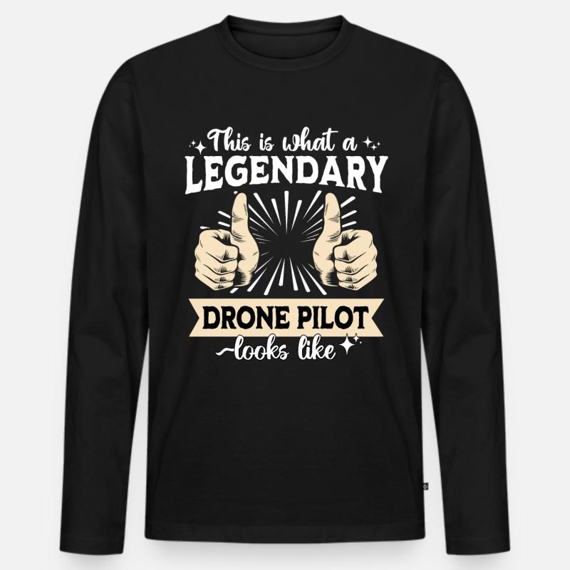 Legendärer Dronenpilot - Männer Premium Bio Langarmshirt - Schwarz