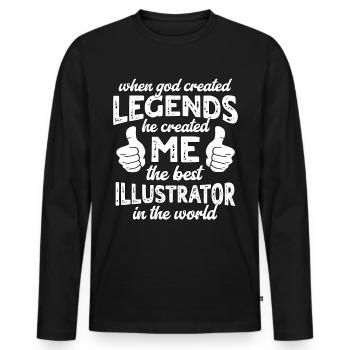Légende du meilleur illustrateur - T-shirt manches longues Premium bio Homme - noir - Devant - Nico (187cm)