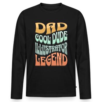Papa Illustrateur - T-shirt manches longues Premium bio Homme - noir - Devant - Nico (187cm)