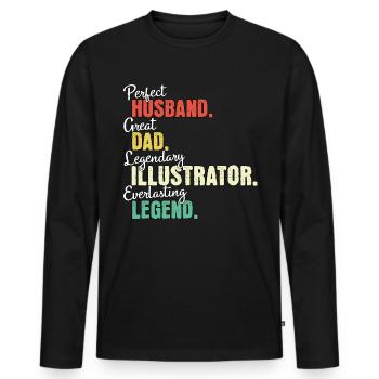Papa illustrateur - T-shirt manches longues Premium bio Homme - noir - Devant - Nico (187cm)