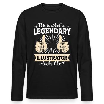 Illustrateur légendaire - T-shirt manches longues Premium bio Homme - noir - Devant - Nico (187cm)