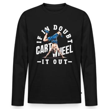 Cooler Radschlagen Turnen - Männer Premium Bio Langarmshirt - Schwarz - Vorne - Nico (187cm)