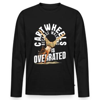 Cooler Radschlagen Turnen - Männer Premium Bio Langarmshirt - Schwarz - Vorne - Nico (187cm)