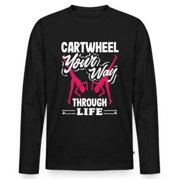 Cooler Radschlagen Turnen - Männer Premium Bio Langarmshirt - Schwarz - Vorne - Nico (187cm)