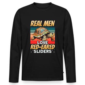 Red-eared turtle lovers - Men's Premium Organic Long Sleeve Shirt - black - Front - Nico (187cm)