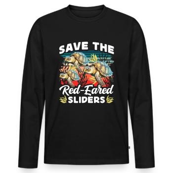 Red-eared turtle lovers - Men's Premium Organic Long Sleeve Shirt - black - Front - Nico (187cm)