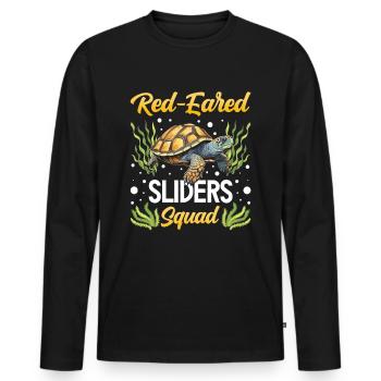 Red-eared turtle lovers - Men's Premium Organic Long Sleeve Shirt - black - Front - Nico (187cm)
