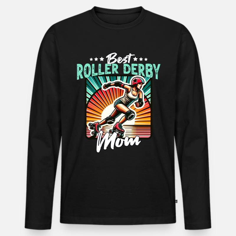 Roller Derby Mama - Männer Premium Bio Langarmshirt - Schwarz