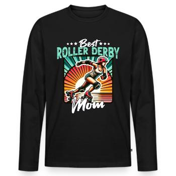 Maman Roller Derby - T-shirt manches longues Premium bio Homme - noir - Devant - Nico (187cm)