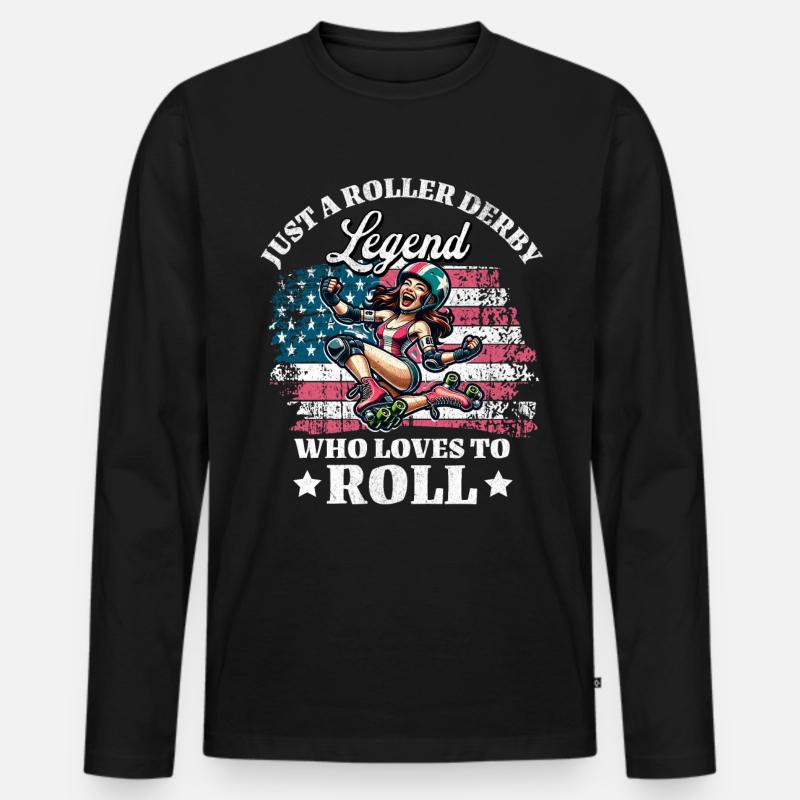 US Roller Derby Player - Men's Premium Organic Long Sleeve Shirt - black