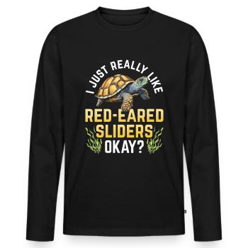 Red-eared turtle lovers - Men's Premium Organic Long Sleeve Shirt - black - Front - Nico (187cm)