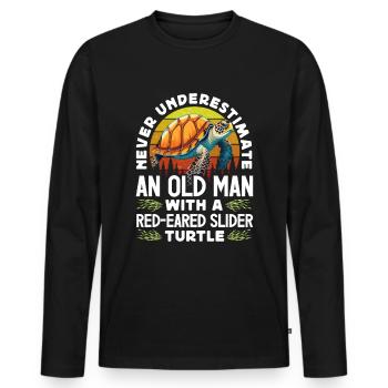 Red-eared turtle lovers - Men's Premium Organic Long Sleeve Shirt - black - Front - Nico (187cm)