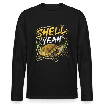 Red-eared turtle lovers - Men's Premium Organic Long Sleeve Shirt - black - Front - Nico (187cm)