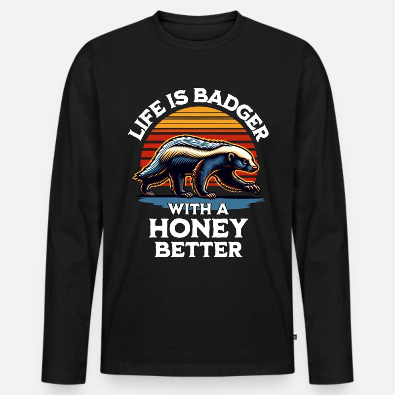 Honigdachs Spruch - Männer Premium Bio Langarmshirt - Schwarz