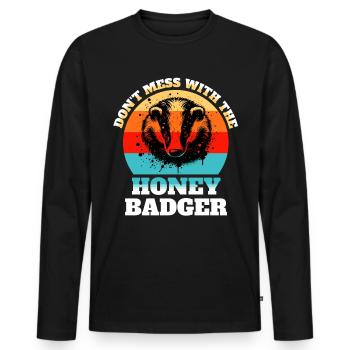 Lustige Honigdachs Sprüche - Männer Premium Bio Langarmshirt - Schwarz - Vorne - Nico (187cm)