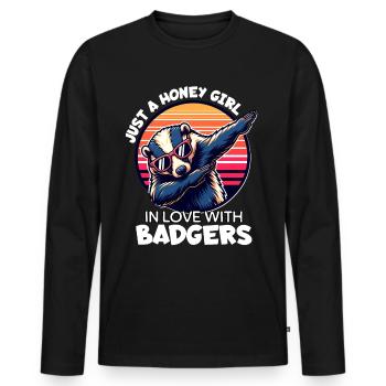 Une fille aime le blaireau à miel - T-shirt manches longues Premium bio Homme - noir - Devant - Nico (187cm)