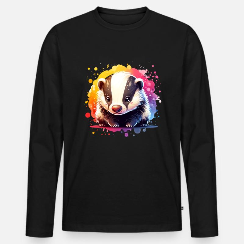 Honigdachs - Männer Premium Bio Langarmshirt - Schwarz