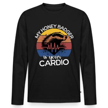 Honey Badger ECG Honey Badger Heart Line - T-shirt manches longues Premium bio Homme - noir - Devant - Nico (187cm)