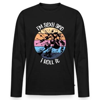 Roller Derby Sprüche - Männer Premium Bio Langarmshirt - Schwarz - Vorne - Nico (187cm)
