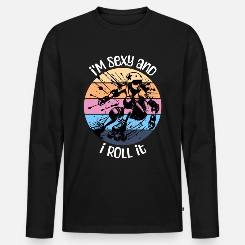 Roller Derby Sprüche - Männer Premium Bio Langarmshirt - Schwarz