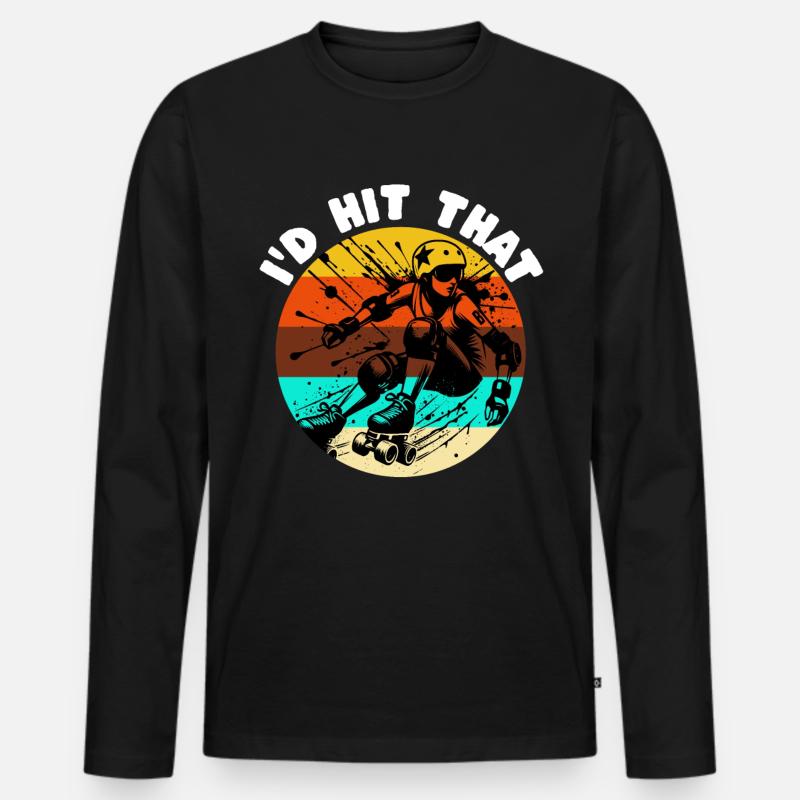 Roller Derby Sprüche - Männer Premium Bio Langarmshirt - Schwarz