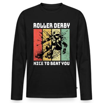 Roller Derby Sprüche - Männer Premium Bio Langarmshirt - Schwarz - Vorne - Nico (187cm)