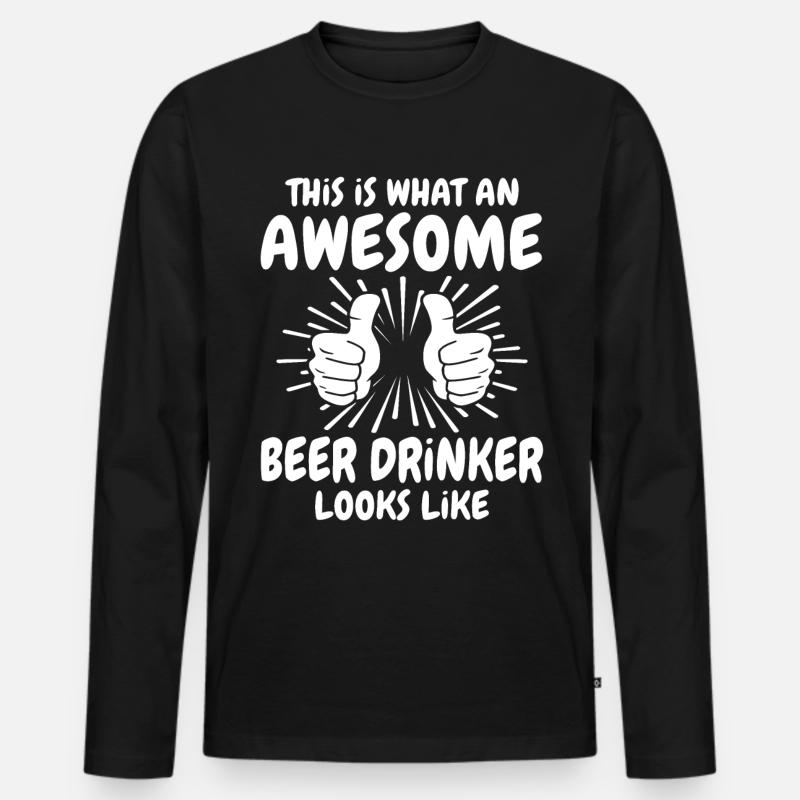 Biertrinker - Männer Premium Bio Langarmshirt - Schwarz