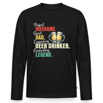 Beer drinker dad - Men's Premium Organic Long Sleeve Shirt - black - Front - Nico (187cm)