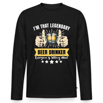 Legendary beer drinker - Men's Premium Organic Long Sleeve Shirt - black - Front - Nico (187cm)